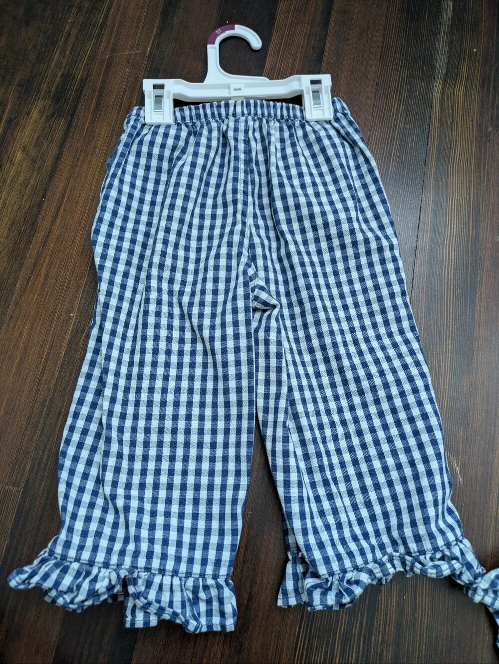 GAP Baby Navy and White Gingham Ruffle Set, Size 3, Cotton